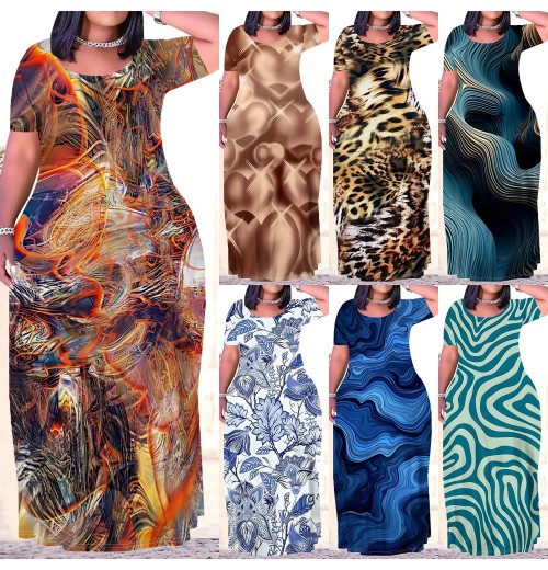 Elegant and Trendy Women's Short Sleeve Maxi Dresses - Customizable Patterns and Designs Elegant and Trendy Women's Short Sleeve Maxi Dresses - Customizable Patterns and Designs