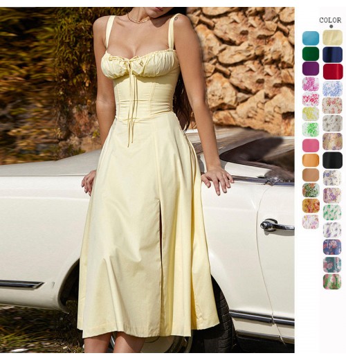 ODM Wholesale Fashion Solid Women's Clothing Holiday Sling Waist Ladies Casual Dresses Elegant Loose Long Summer Dresses ODM Wholesale Fashion Solid Women's Clothing Holiday Sling Waist Ladies Casual Dresses Elegant Loose Long Summer Dresses