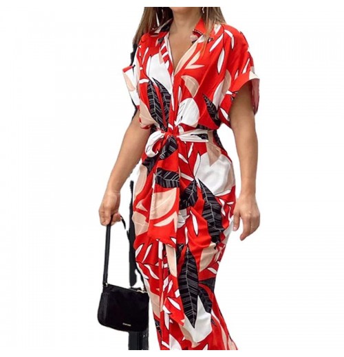 new woman clothes Summer women's V-neck irregular lace-up print fly-sleeve temperament lapel shirt dress With High Quality new woman clothes Summer women's V-neck irregular lace-up print fly-sleeve temperament lapel shirt dress With High Quality