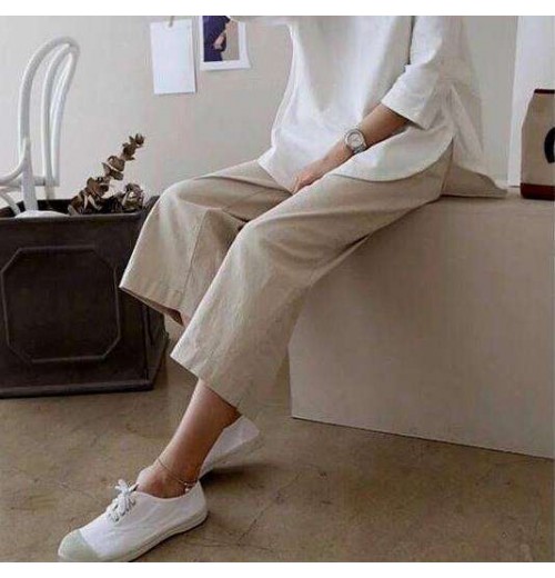 S-3XL New Wide Leg Pants Women's New Cotton Linen Pants Student Loose Linen Casual Pants S-3XL New Wide Leg Pants Women's New Cotton Linen Pants Student Loose Linen Casual Pants