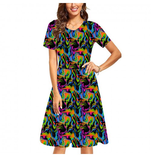 Latest China New Model Women Ladies Colored Draw Printed Maxi Dress Buttery Soft Short Sleeved Casual Dresses Latest China New Model Women Ladies Colored Draw Printed Maxi Dress Buttery Soft Short Sleeved Casual Dresses