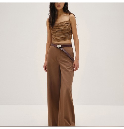 Australian Virgin Wool Worsted Simple Draping Women's High Straight Wide-Leg Suit Pants Elegant And Stylish Australian Virgin Wool Worsted Simple Draping Women's High Straight Wide-Leg Suit Pants Elegant And Stylish