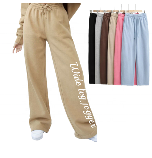 Luluxixiyaya Sweat Pants 100% Cotton 330gsm Thick Warm Feel Wide Leg Loose Long Women's Pants Trousers Casual Jogger Luluxixiyaya Sweat Pants 100% Cotton 330gsm Thick Warm Feel Wide Leg Loose Long Women's Pants Trousers Casual Jogger